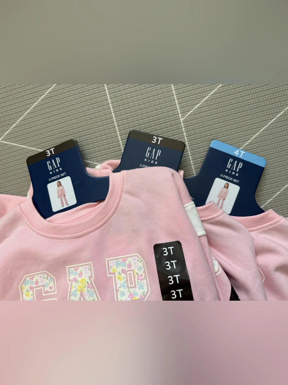 GAP Kids|Baby girl/toddler matching lounge set,floral lettering sweater & flare•